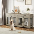 thumbnail image 1 of 2025 New Double Dog Crate Furniture, 71'' Large Dog Kennel Indoor with 3 Storage Drawers and Removable Divider for 2 Dogs, Heavy Duty Decorative Dog House TV Stand Side Table for Medium Large Dogs, 1 of 7