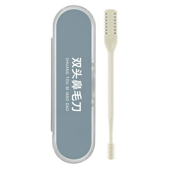 2025 New Double Sided Nose Hair Knife 2-in-1 Nasal Hair Cutter, Nostril Hair Remover Tool, Portable Manual 360°Rotating Nose Hair Trimmer with Ear Travel Picker for Women Men-Creamy Yellow-6 Pcs