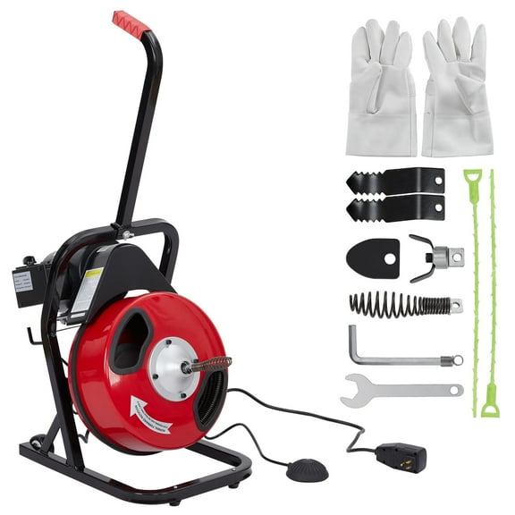 2025 New Drain Cleaner Machine, Professional Drain Cleaning Machine With 4 Cutter & Foot Switch, Electric Drain Auger Snake Sewer Cleaner for 1 to 4 Inch Pipes