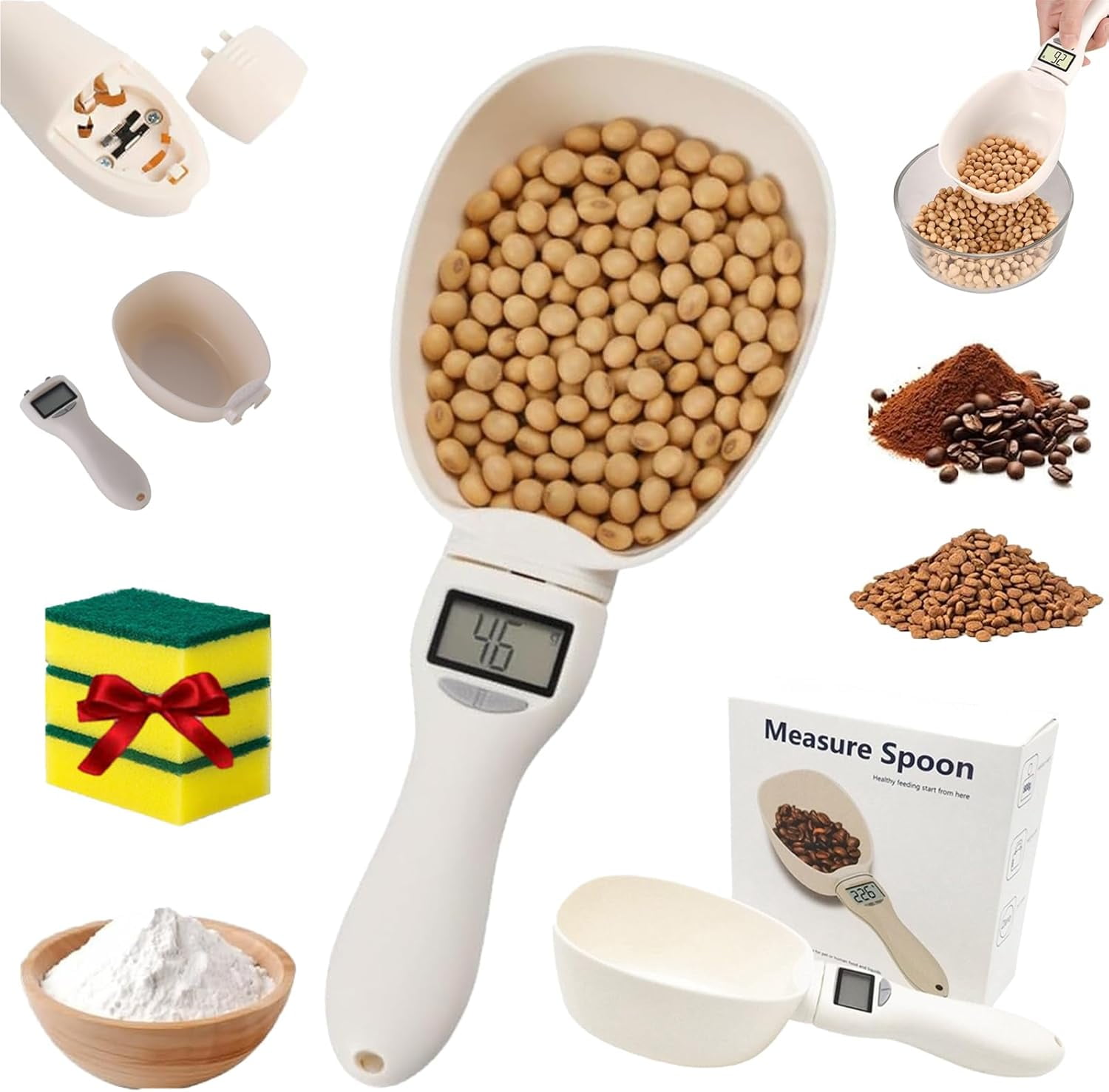 2025 New Electronic Measuring Spoon, Digital Food Scale Scoop for Cooking Baking, Adjustable Smart Measure Cup for Flour, Sugar, Coffee, Pet Food