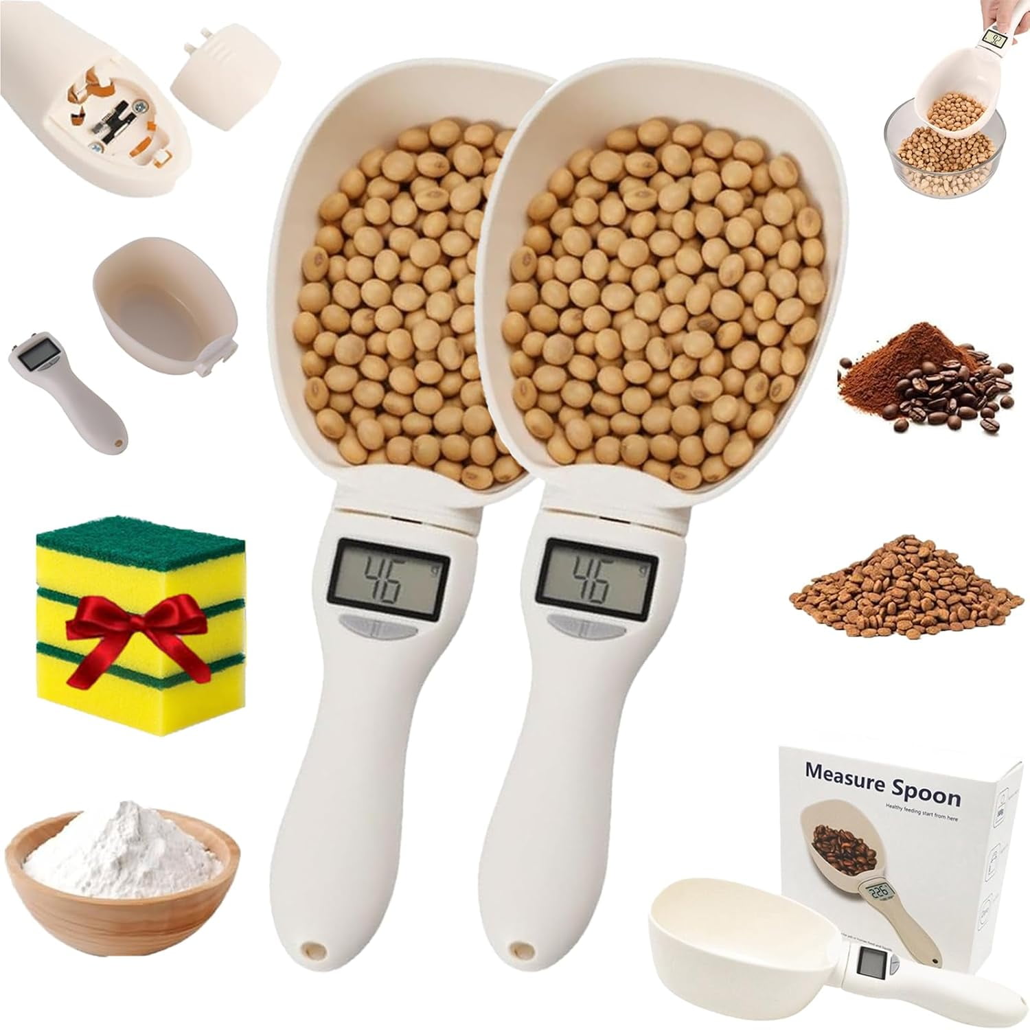 2025 New Electronic Measuring Spoon, Digital Food Scale Scoop for Cooking Baking, Adjustable Smart Measure Cup for Flour, Sugar, Coffee, Pet Food