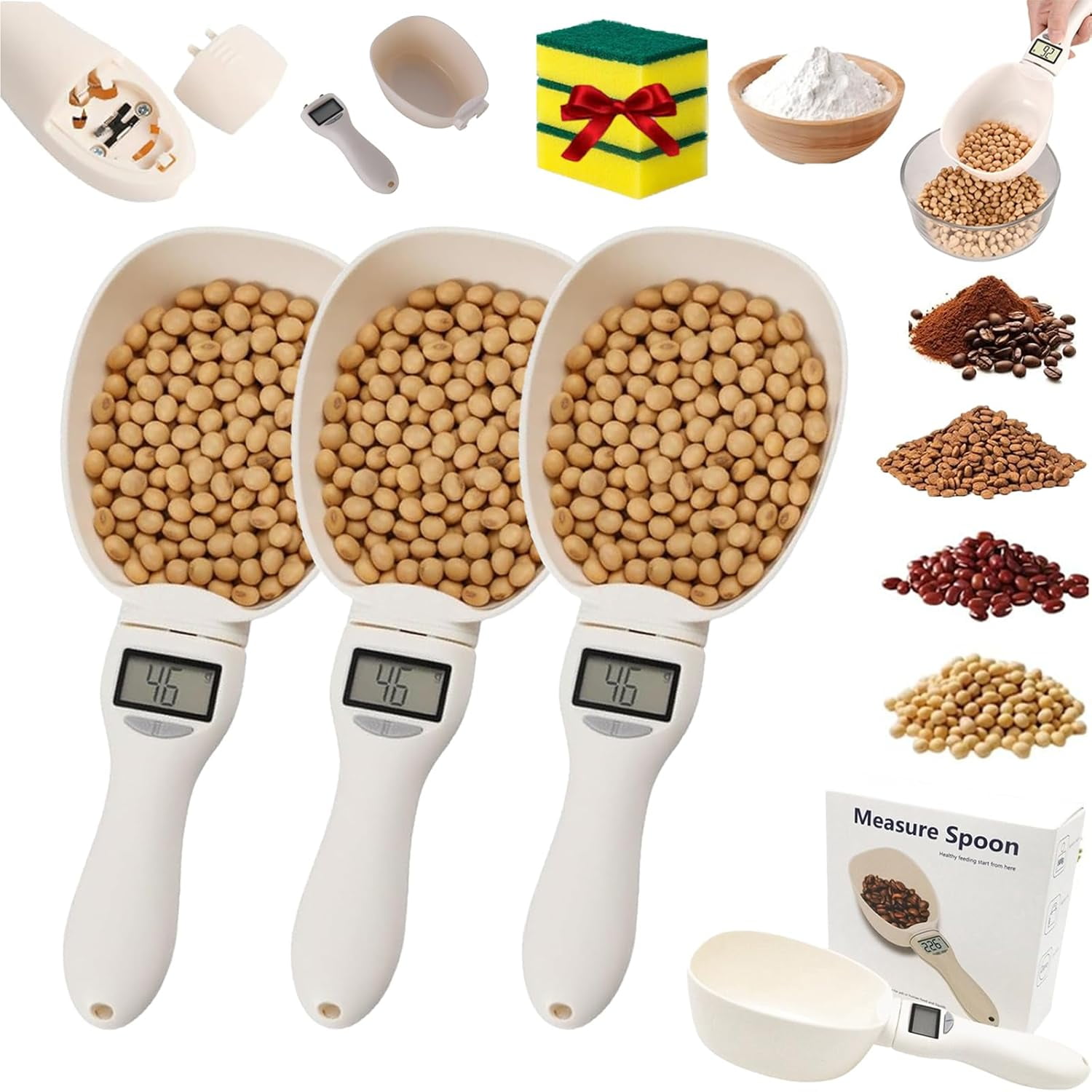 2025 New Electronic Measuring Spoon, Digital Food Scale Scoop for Cooking Baking, Adjustable Smart Measure Cup for Flour, Sugar, Coffee, Pet Food