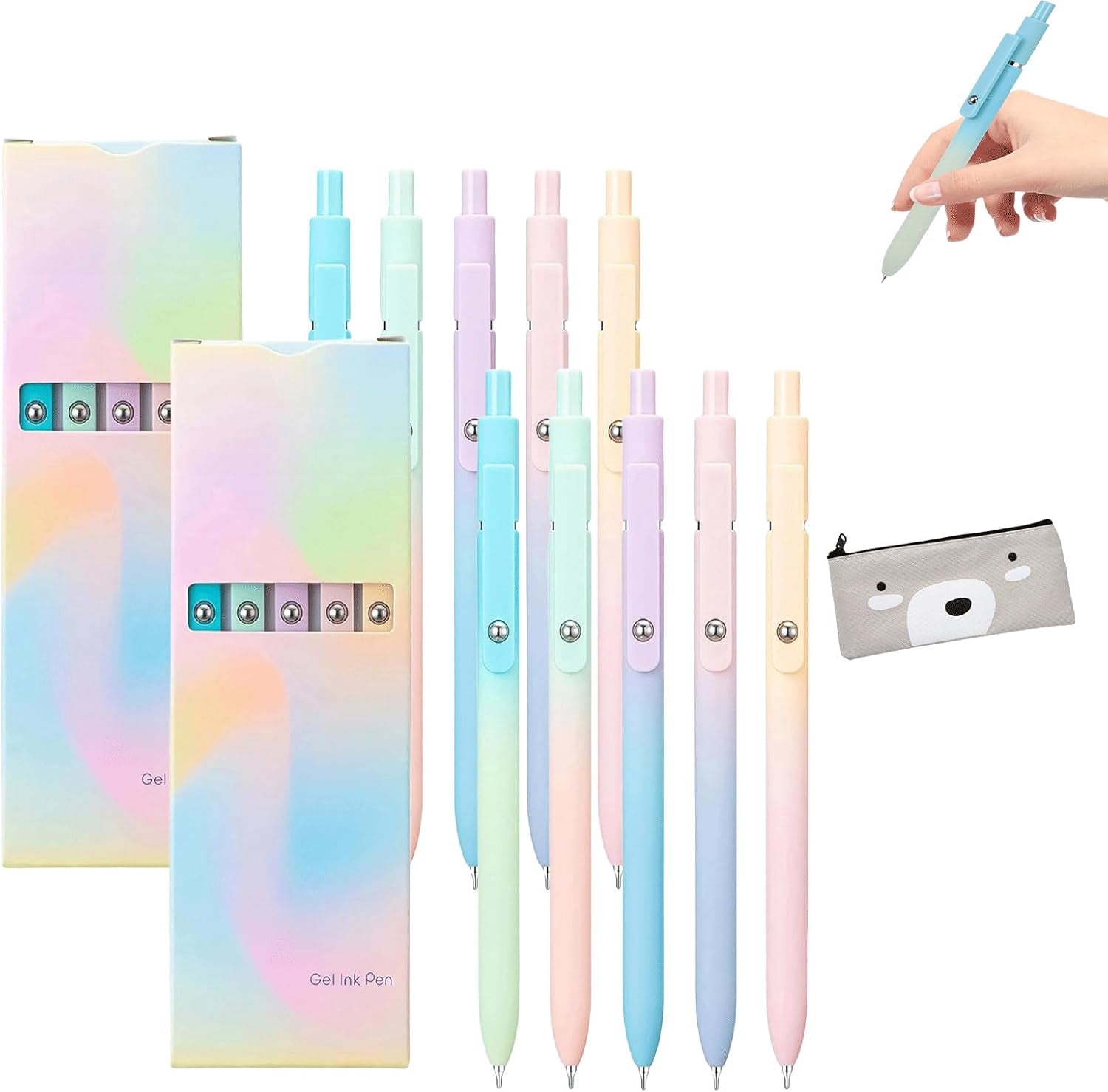 2025 New Emboadlie 5 Pcs Gel Ink Pens,Gettoreach Gel Ink Pens,0.7mm Medium Tip Black Ink Roller Ball Pen, Quick Drying Pen For Smooth Writing (10pcs)