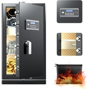 [2025 New] FABAO 8.1 Cu Ft Extra Large Home Safe,with Fireproof Waterproof Bag, Heavy Duty Digital Security Safe, Built-In Drawer and Removable Shelf for Storing Cash and Valuables (Keypad Lock)