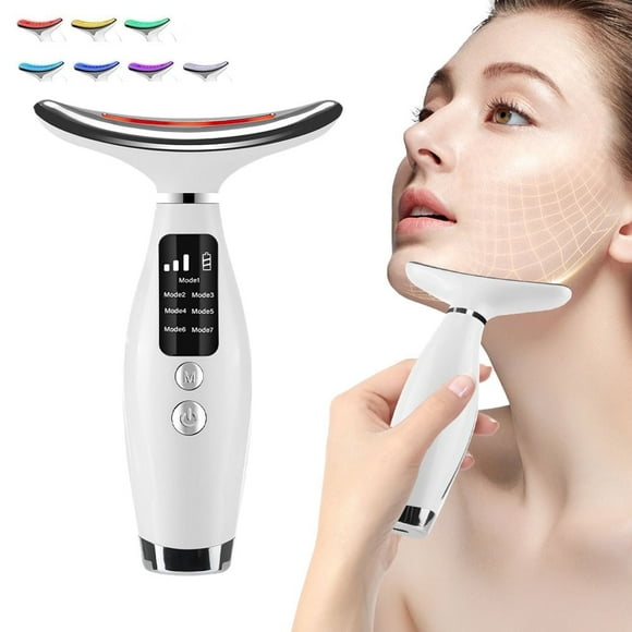 2025 New Face Neck Massager with 7-Color Light Modes for Face Sculpting Skin Care,Tightening,Smoothness, Facial Massager Tool with 7 Modes & 3 Levels for Women at Home,Travel