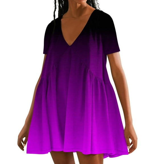 2025 New Fashion Dresses for Women Short Sleeve Sweater Dresses Solid Color Summer Short Sleeved Dress, Purple XL