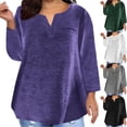 thumbnail image 1 of 2025 New Fashion Plus Size Plus Size Tops For Women Sexy V-Neck Blouse Solid Casual Loose Long Sleeve Blouse, 1 of 5