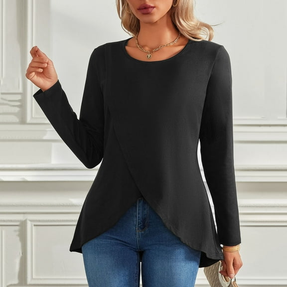 2025 New Fashion Plus Size Winter Long Sleeve Round-Neck Solid Color Casual Blouse For Women Fashion Outwear Tops