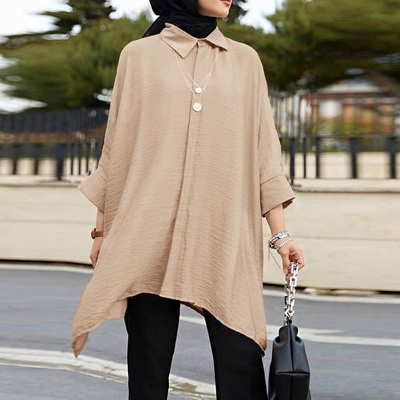 2025 New Fashion Plus Size Women'S Spring/Summer Solid Color Crew Neck-Point Sleeve Casual Shirt Top