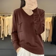 thumbnail image 1 of 2025 New Fashion Plus Size Women's Solid Color Long Sleeved V-neck Knitted Shirt With A Stripe Top, 1 of 3