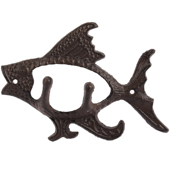 2025 New! Fish with Two Hooks Ocean Series Cast Iron Wall Hook Mount towel Hanger for Hat, Key, Coats