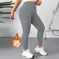 thumbnail image 1 of 2025 New Fleece Lined Leggings Women Plus Size High Waisted Thermal Winter Warm, Women's Light Gray Tights 2XL, 1 of 8