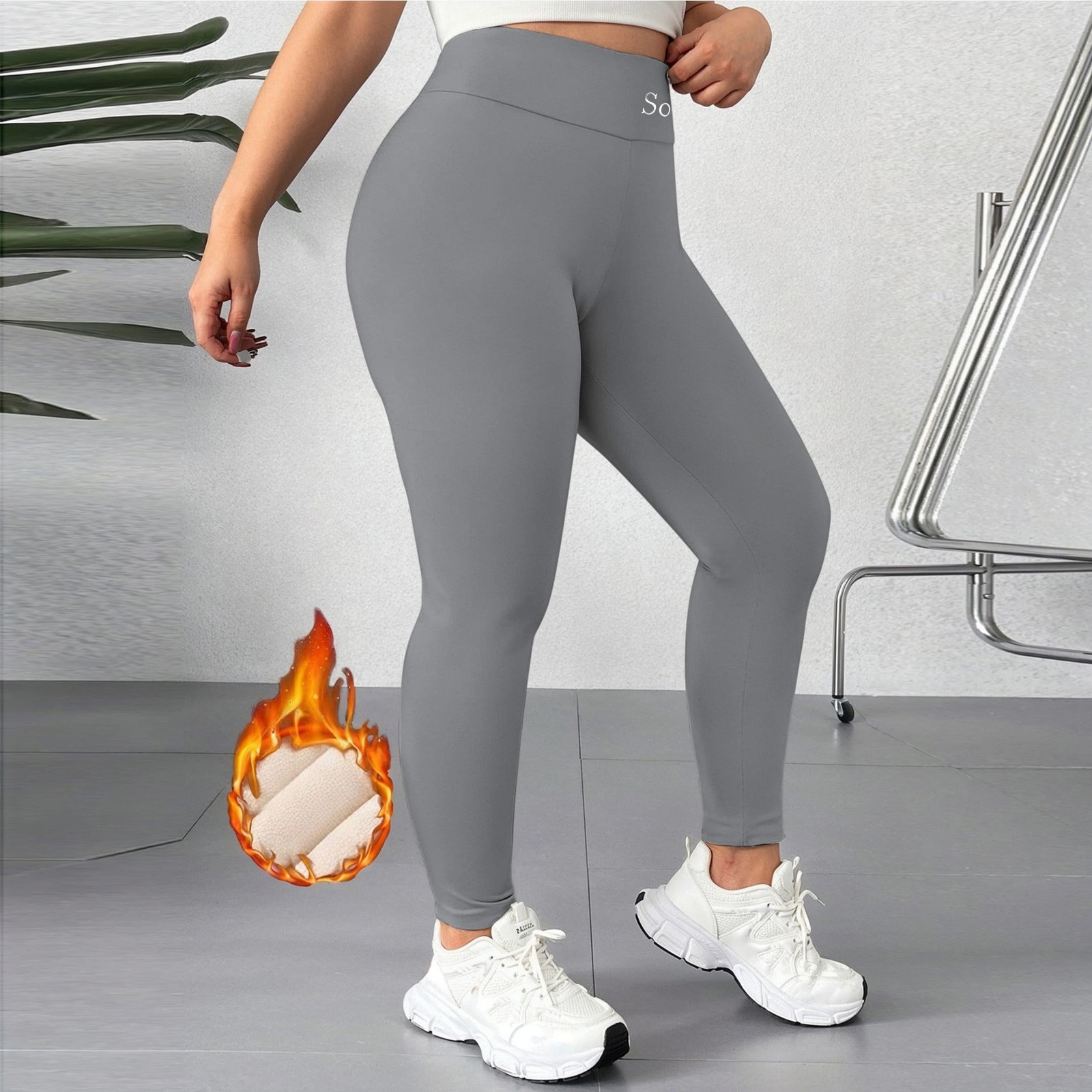 2025 New Fleece Lined Leggings Women Plus Size High Waisted Thermal Winter Warm, Women's Light Gray Tights L