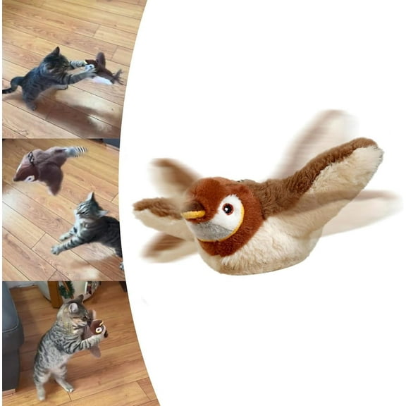 YEPOLERCE 2025 New Flying Bird Cat Toy, Cat Toys for Indoor Cats,Chirping with Catnip,Rechargeable Simulated Flapping Toys for CatsInteractive Bored Indoor Adult