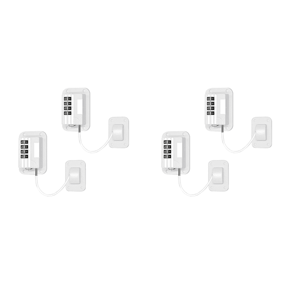 2025 New! Fridge Lock with Code, Pack of 4 Locks, No Drilling, Locks for Refrigerators, Wine Cooler, Window Drawer