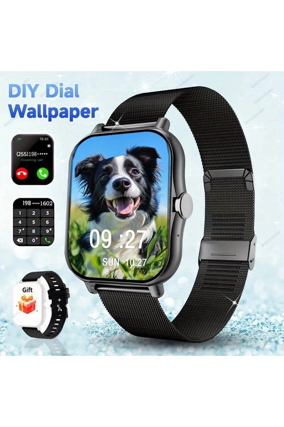 2025 New Full-Touch Smartwatch - 2 Interchangeable TPU Straps, Wireless Call/Alerts, Multi-Sport Modes, USB Recharge, Ideal Christmas Gift