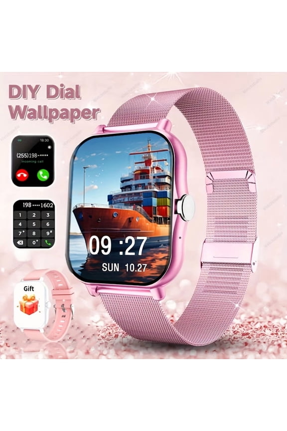 2025 New Full-Touch Smartwatch - 2 Interchangeable TPU Straps, Wireless Call/Alerts, Multi-Sport Modes, USB Recharge, Ideal Christmas Gift