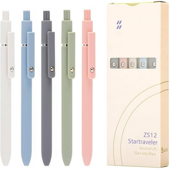 2025 New Gettoreach 5 PCS Gel Ink Pens, Quick Dry Black Ink Fine Point Roller Ball Gel Ink Pen for Smooth Writing (Vintage Color)