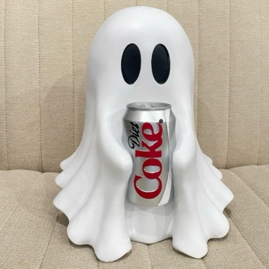 2025 New Ghost Figurine Holding with Diet Coke Can Halloween Decor State - 5.9 in Cute Ghost Ghost Holding Coke - Halloween Decorations Spooky Beverage Holder Figurine for Tabletop, Party Decor