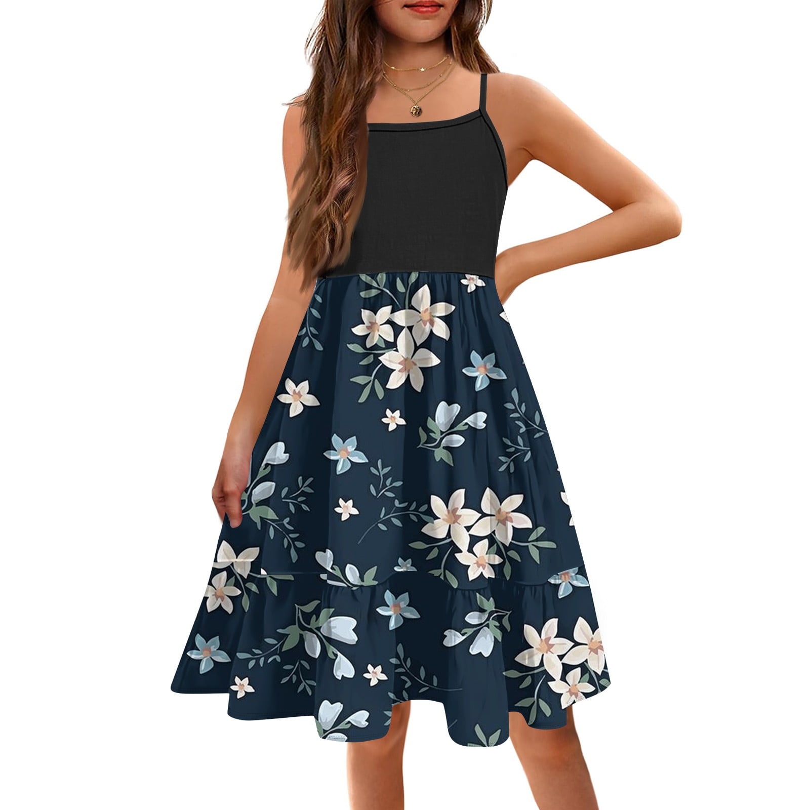 2025 New Girl's Short Dress Dress, The Summer Children Flowy Cami Dress ...