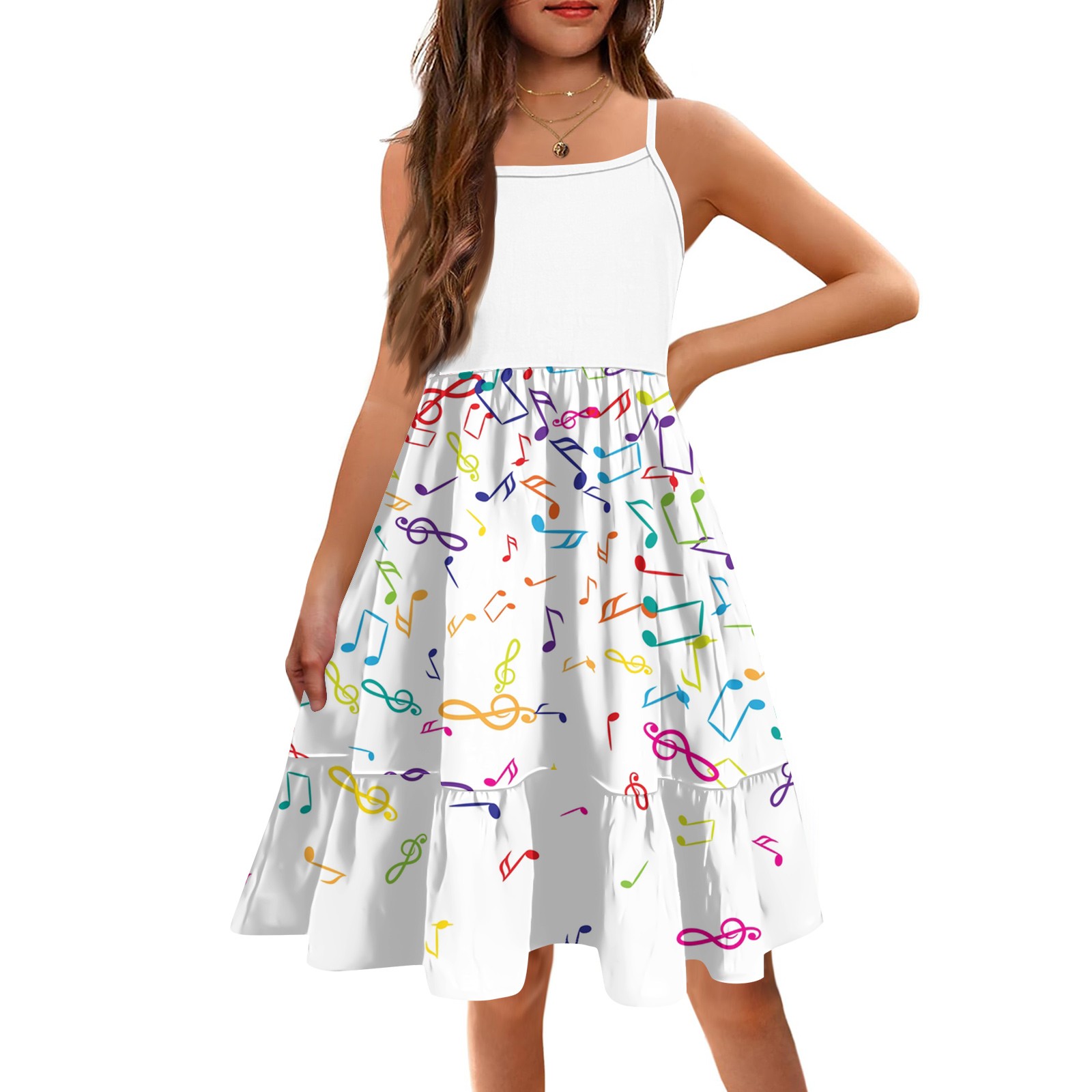 2025 New Girl's Short Sleeveless Dress, The Summer Children Tiered ...