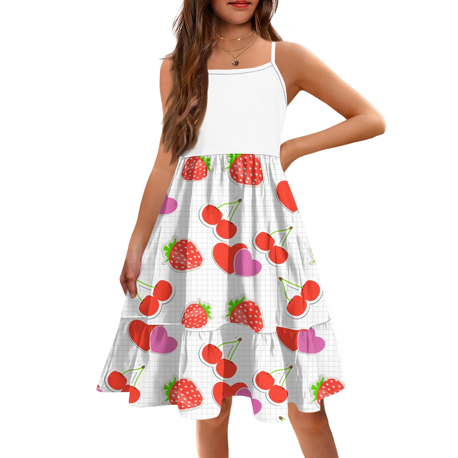 2025 New Girl's Short Sleeveless Dress, The Summer Children Tiered ...