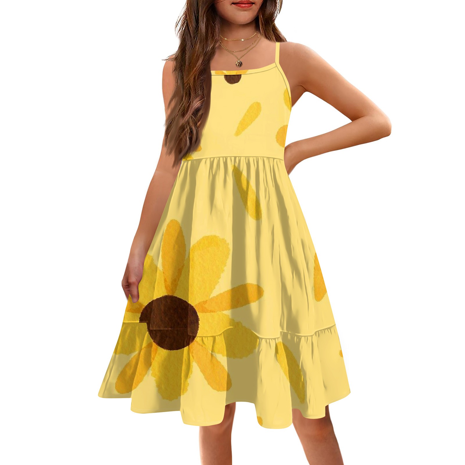 2025 New Girl's Short Tie Shoulder Dress, The Summer Children Short ...