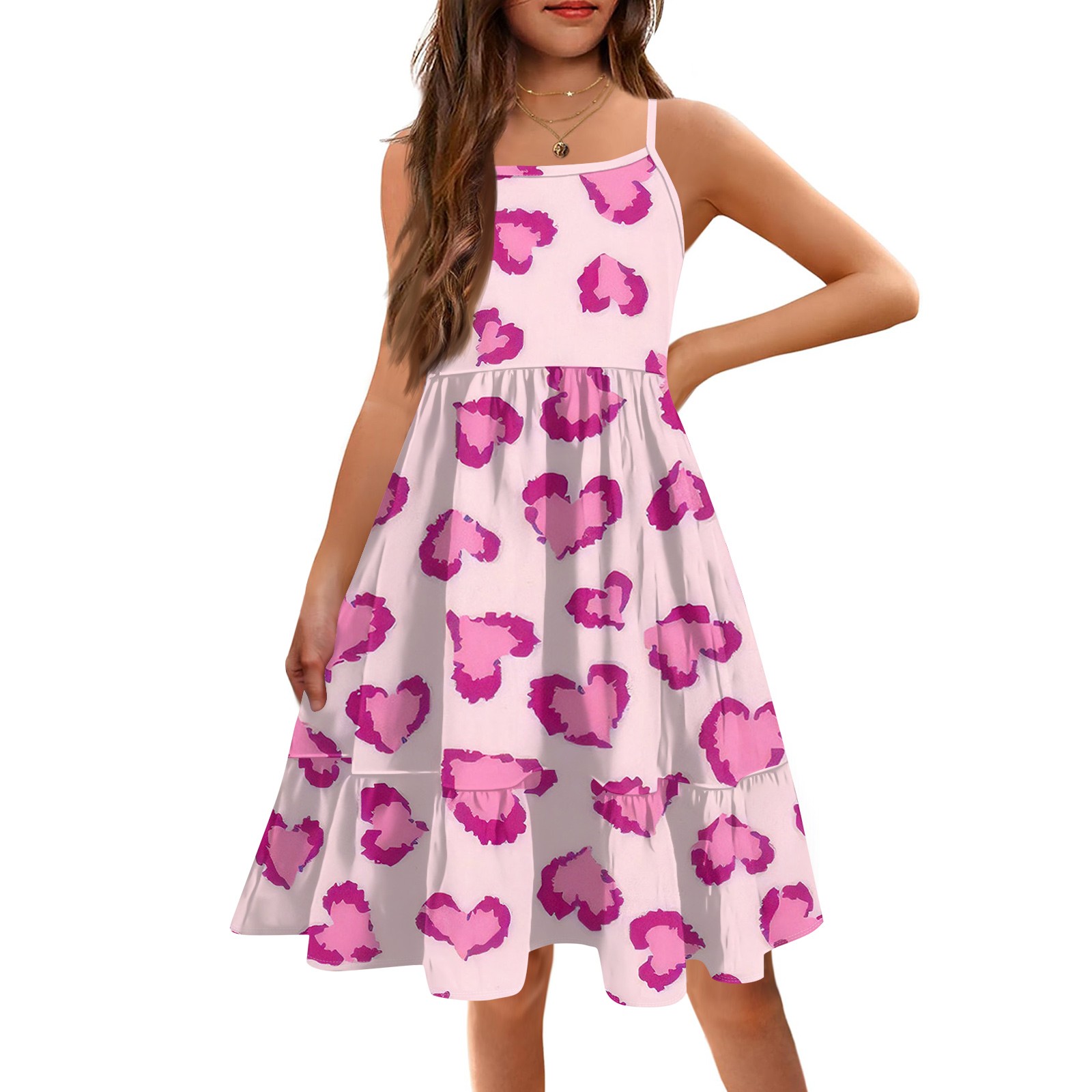 2025 New Girl's Short Tie Shoulder Dress, The Summer Children Short ...