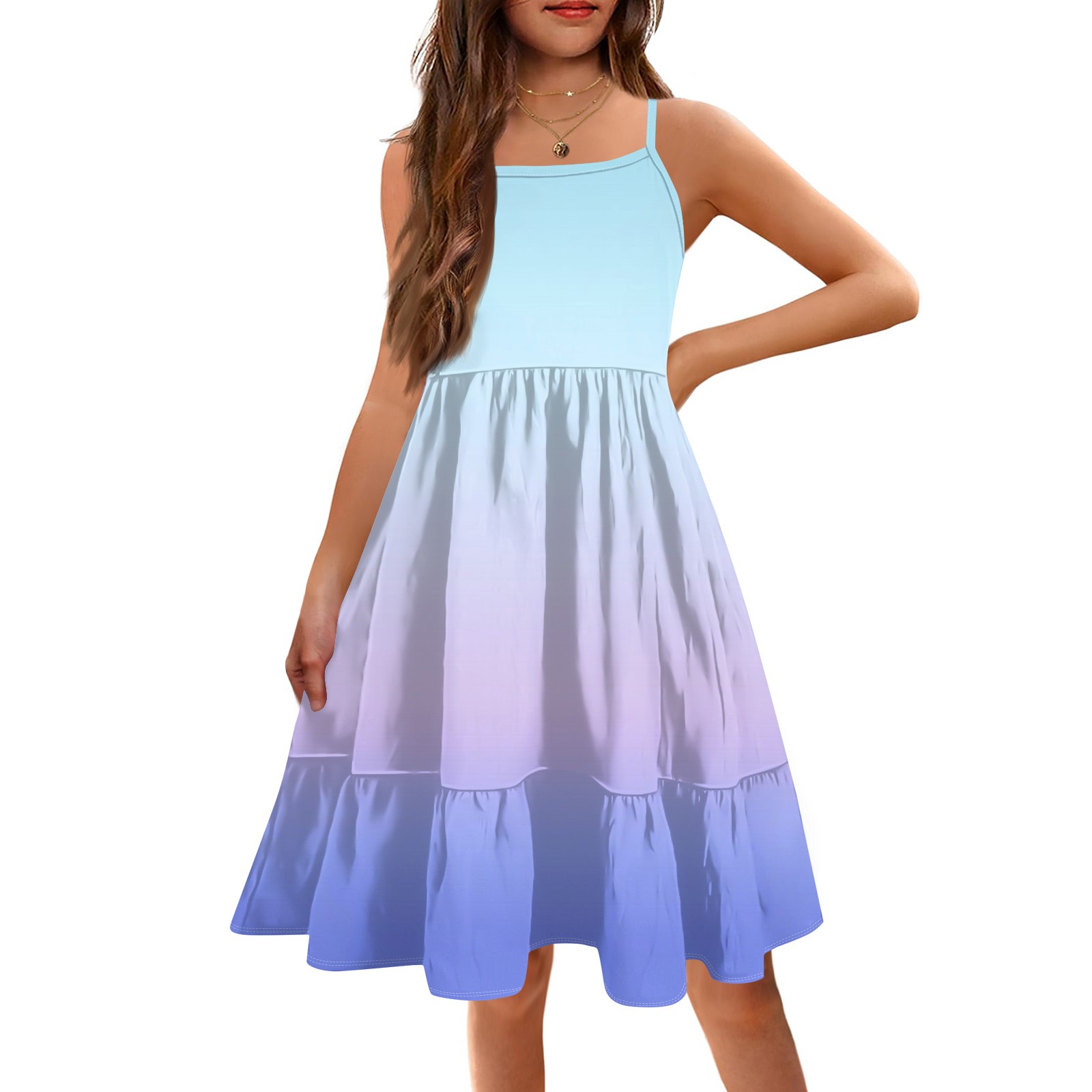 2025 New Girl's Short Tie Shoulder A Line Dress, Children A Line ...