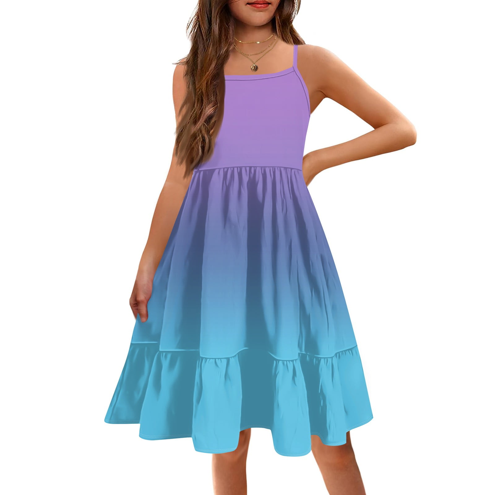 2025 New Girl's Short Tie Shoulder A Line Dress, Children A Line ...