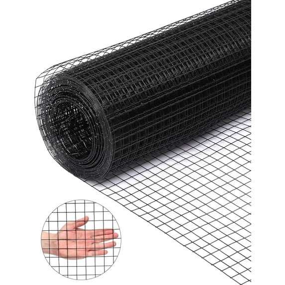 2025 New Hardware Cloth 1/4 inch 48" x 100' ft 23 Gauge - Black Vinyl Coated Wire Mesh Roll Chicken Wire Fencing, Garden Wire Fence Rolls