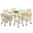 thumbnail image 1 of 2025 New Height Adjustable Kids Table and 6 Chairs Set - Graffiti Desktop, Easy-to-Clean Arts & Crafts Table with Non-Slip Legs, Detachable Storage Box for Daycare, Classroom, and Home, 1 of 8
