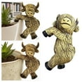 thumbnail image 1 of 2025 New Highland Cow Pot Hangers 4 Inch Rustic Resin Animal Figurines Country Farm Style Planter Edge Decor for Garden Balcony Patio Vase Hugger Home Decoration, 1 of 5