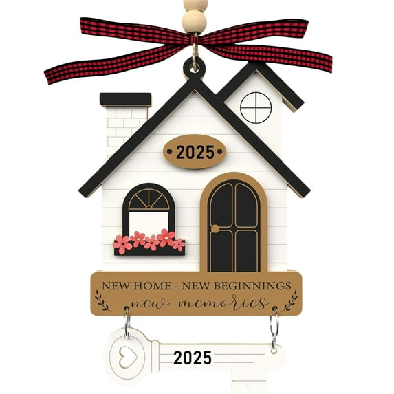 2025 New Home Ornament - 1st Christmas in Our New Home Ornaments, 2 Layer Wooden House Warming Decoration for Xmas Tree, Perfect New House Gift