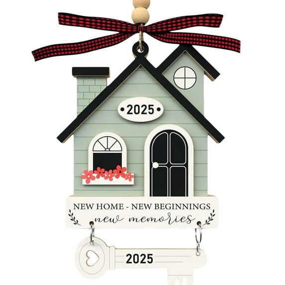 2025 New Home Ornament - 1st Christmas in Our New Home Ornaments, 2 Layer Wooden House Warming Decoration for Xmas Tree, Perfect New House Gift