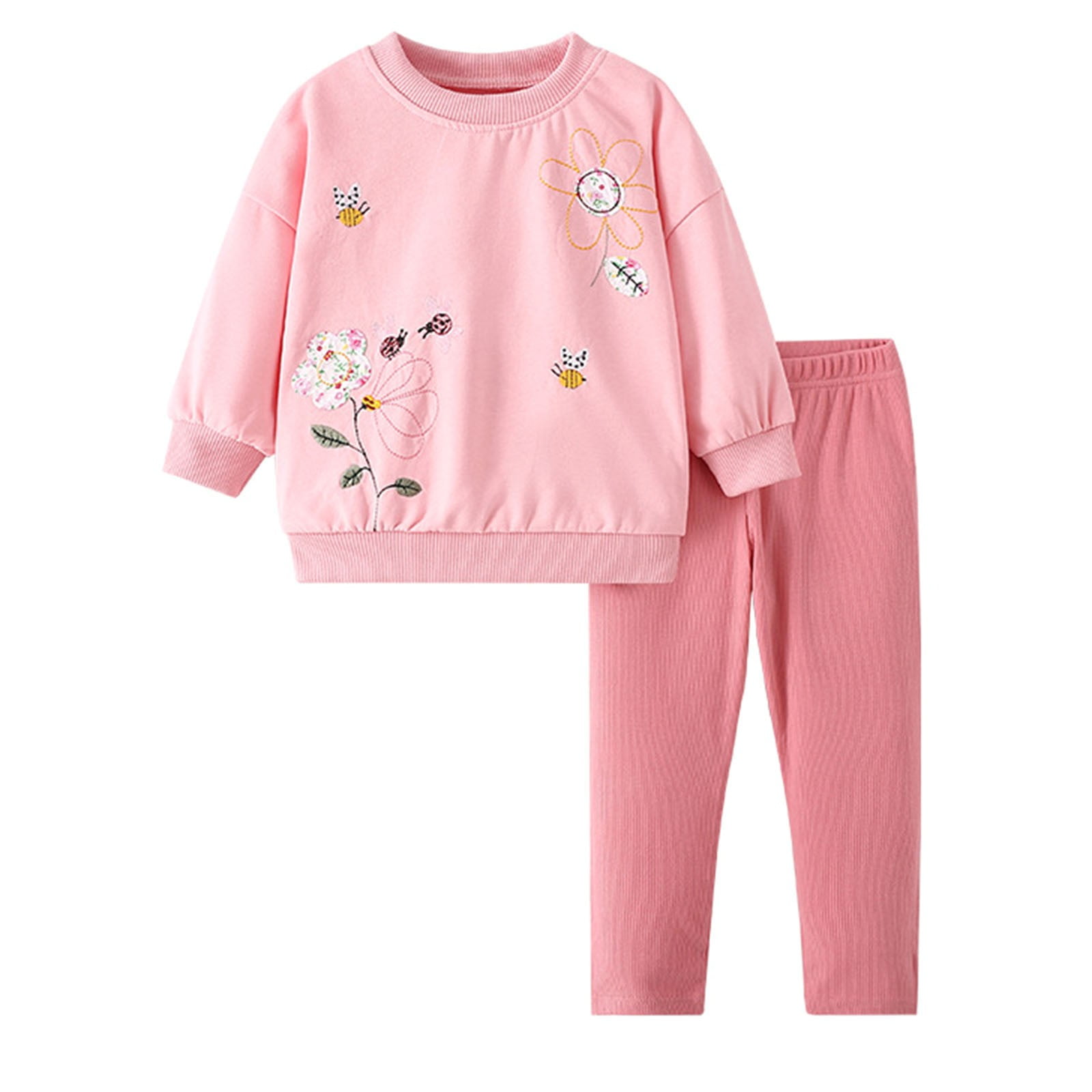 [2025 New] HuangJingSX Girls' 2-Piece Outfit, Cotton Sunflower Print ...