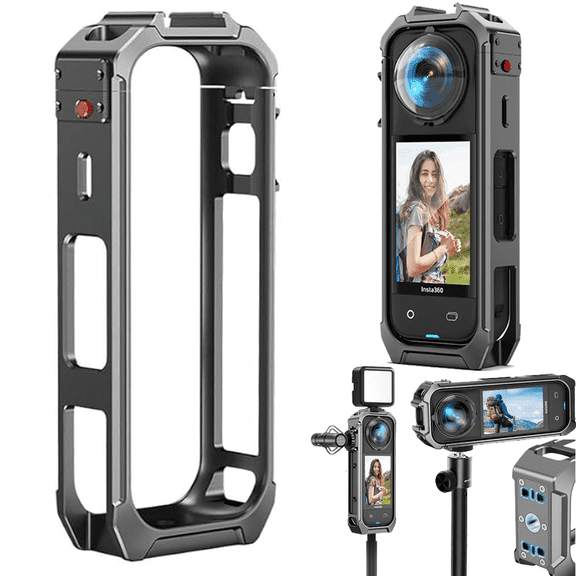 2025 New For Insta 360 X5 Aluminum Metal Frame Cage,Aluminum Alloy Frame Non-Slip Camera Fixing Protection Insta360 X5 Dedicated Accessories for Insta360 X5 Camera Accessories Kit