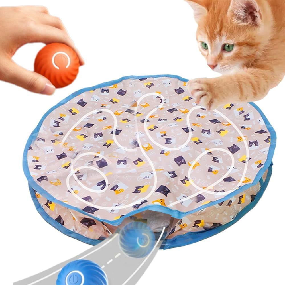 Image showcasing 2025 New Interactive Cat Toys Ball Fast Rolling in Pouch, Hide and Seek ...