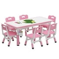 thumbnail image 1 of 2025 New Kids Table and 6 Chairs Set with Storage Box, Height Adjustable Toddler Table and Chair Set for Ages 2-10, Graffiti Desktop, Non-Slip Legs, Children Activity Table for Daycare Classroom Home, 1 of 7