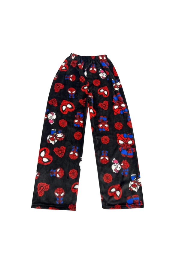 2025 New Kids Winter Pyjamas Flannel Trousers Anime Cartoon Casual Trousers for Autumn Winter Sleepwear Comfortable Soft Warm Pants Boys Girls