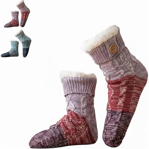 2025 New Knitted Ultra-Thick Slipper Home Socks, Winter Non-slip Grips & Warm Plush Comfort, For Men and Women(Red*1)