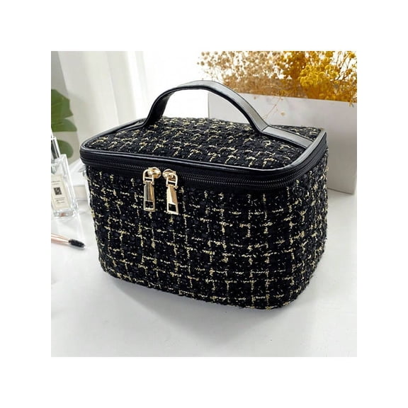 2025 New Korean Plaid Portable Small Fragrance Style Cosmetic Bag Large Capacity Portable Toiletry Bag Travel Storage Bag