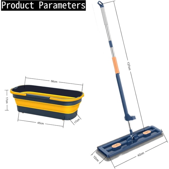 2025 New Large Flat Mop and Bucket Set, 360 Rotation Flat Mop with Self-Wringing Bucket, Includes 7 Reusable Microfiber Pads for Tile, Hardwood, Laminate Floors Wet and Dry (White)