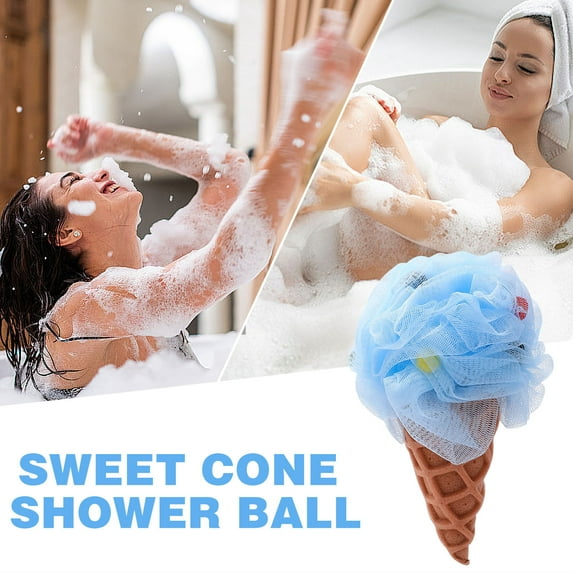 2025 New Loofah Ice Cream Cone Bath Sponge Bath Shower Sponge Body Scrubber Exfoliating Loofah for Spa Shower