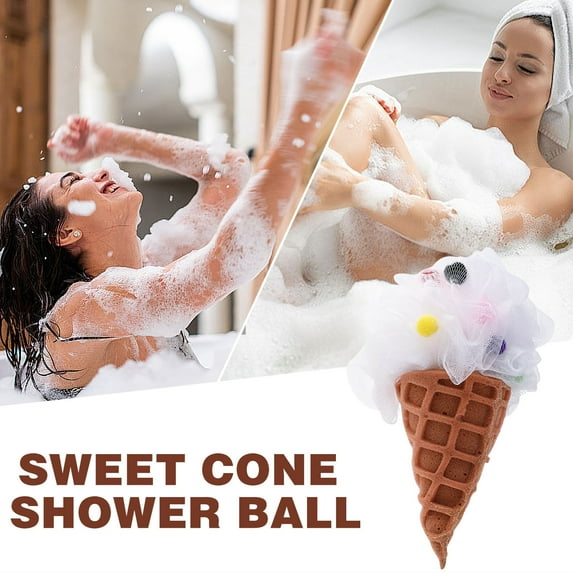 2025 New Loofah Ice Cream Cone Bath Sponge Bath Shower Sponge Body Scrubber Exfoliating Loofah for Spa Shower