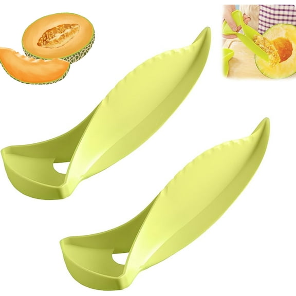 2025 New Melon Cutting Tool,Multifunctional Cantaloupe & Watermelon Slicer Peeler, Portable Cube Fruit Cutter Knife for Home, Party, Camping, Kitchen Gadget, Easy Fruit Divider Tool (2PCS)