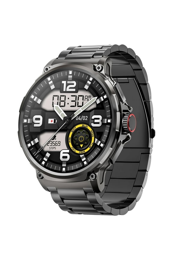 1.85 Inch Men's Military Smartwatch with Answer/Call/Fitness Tracker, 100+ Sport Modes, Fitness Watch fits for Android & Iphone (Silver)