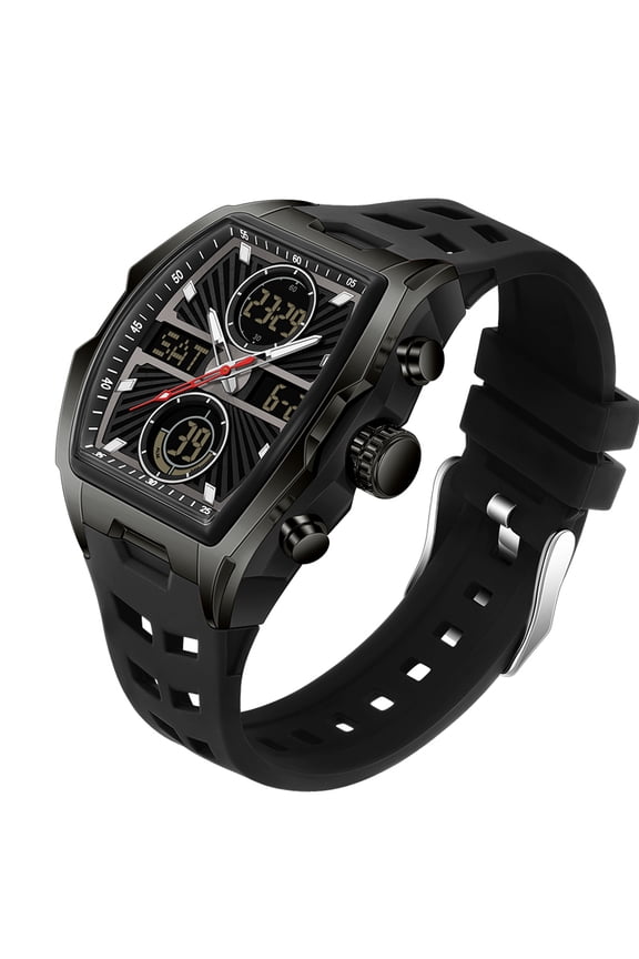 2025 New Men's Curved Barrel Digital Watch - Waterproof Sports Chronograph with Alarm, Stopwatch, Retro Style