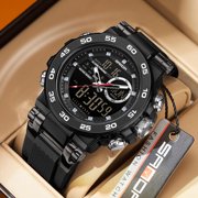 2025 New Men's Digital Sports Watch - Military Style, Multifunctional, 5ATM Water Resistant, Stopwatch, Countdown, Triple Time, Luminous, Steel/TPU Strap Option