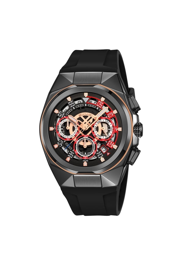 2025 New Men's Skeleton Watch Chronograph, Luxury Business Dress Watch with 3 Subdials 6 Hands, Date Calendar Display, Water Resistant Quartz Movement, Gift for Him